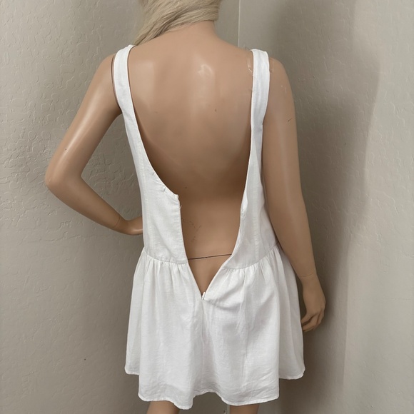 WILD FABLE Linen Blend Button-Front Drop Waist Mini Dress in White NEW - Picture 10 of 15